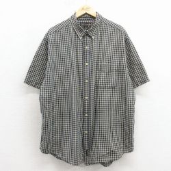 XL★古着 アバクロンビー 半袖 シャツ メンズ 00年代 00s 大きいサイズ コットン ボタンダウン 紺他 チェック 26apr11