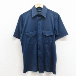 M★古着 バンヒューセン 半袖 シャツ メンズ 80年代 80s 紺 26apr11
