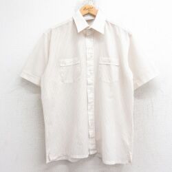 L★古着 半袖 シャツ メンズ 80年代 80s 白他 ストライプ 26apr14