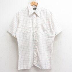 XL★古着 JCペニー 半袖 シャツ メンズ 70年代 70s 白他 チェック 26apr14