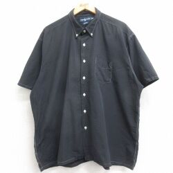 XL★古着 ラルフローレン 半袖 ブランド シャツ メンズ 90年代 90s ワンポイントロゴ GREGGOR 大きいサイズ コットン ボタンダウン 黒 チェック 26apr14