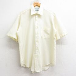 XL★古着 シアーズ 半袖 シャツ メンズ 80年代 80s 薄黄 ストライプ 26apr14