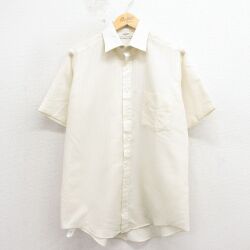 L★古着 バンヒューセン 半袖 シャツ メンズ 90年代 90s 薄黄 ストライプ 26apr15