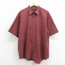 XL★古着 バンヒューセン 半袖 シャツ メンズ 大きいサイズ エンジ 26apr15
