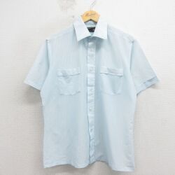 L★古着 JCペニー 半袖 シャツ メンズ 80年代 80s 薄紺他 ストライプ 26apr15