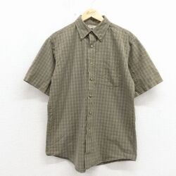 L★古着 エルエルビーン 半袖 シャツ メンズ 00年代 00s コットン ボタンダウン 茶他 チェック 26apr15