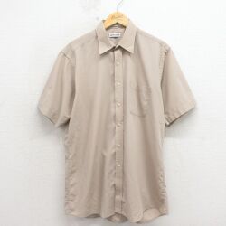 XL★古着 ピエールカルダン 半袖 ブランド シャツ メンズ 90年代 90s ロング丈 ベージュ 26apr15