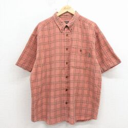 XL★古着 ウールリッチ 半袖 シャツ メンズ 大きいサイズ コットン ボタンダウン 薄エンジ 26apr15