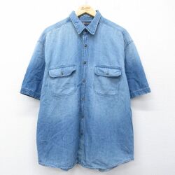 XL★古着 FADED GLORY 半袖 シャツ メンズ 00年代 00s コットン 紺 26apr16