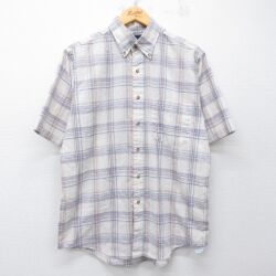 L★古着 アロー 半袖 シャツ メンズ 90年代 90s ボタンダウン 薄ベージュ系他 チェック 26apr16