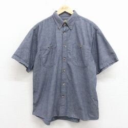 XL★古着 カベラス 半袖 シャツ メンズ 00年代 00s コットン ボタンダウン 濃グレー 26apr17