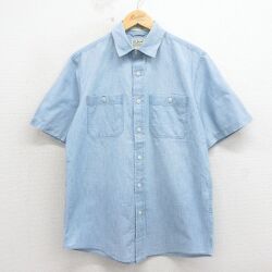 XL★古着 エルエルビーン 半袖 シャツ メンズ 00年代 00s コットン 薄紺 26apr17