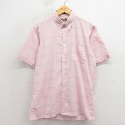 L★古着 半袖 シャツ メンズ 80年代 80s ボタンダウン ピンク他 チェック 26apr17