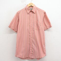 L★古着 半袖 シャツ メンズ 00年代 00s ピンク他 ストライプ 26apr17