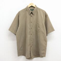 XL★古着 半袖 シャツ メンズ ボタンダウン ベージュ 26apr17