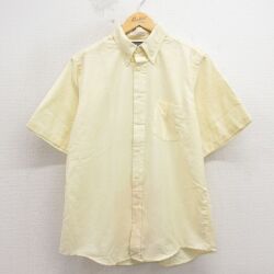 L★古着 ランズエンド 半袖 シャツ メンズ 90年代 90s ボタンダウン USA製 黄 26apr17