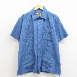 HABAND 00s 半袖シャツ 刺繍 ネイビー XL | 古着