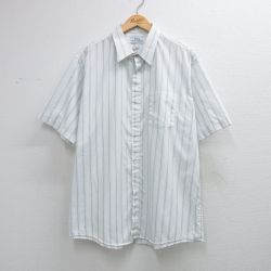 XL★古着 アロー 半袖 シャツ メンズ 90年代 90s 大きいサイズ USA製 白他 ストライプ 26apr21