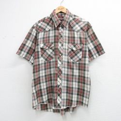 XL★古着 ラングラー 半袖 ウエスタン シャツ メンズ 80年代 80s ベージュ他 チェック 26apr21