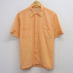 L★古着 半袖 シャツ メンズ 80年代 80s オレンジ系 26apr22