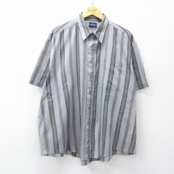 XL★古着 ピューリタン 半袖 シャツ メンズ 00年代 00s 大きいサイズ グレー他 ストライプ 26apr22