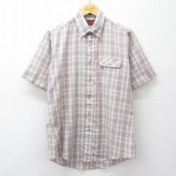 M★古着 リーバイス Levis 半袖 シャツ メンズ 90年代 90s ボタンダウン ベージュ他 チェック 26apr22