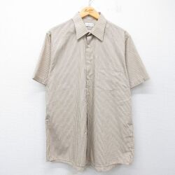 バンヒューセン 半袖シャツ ストライプ ベージュ L | 古着