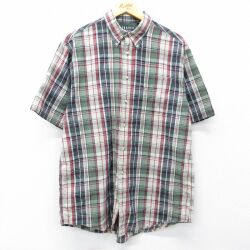 L★古着 TRADER BAY 半袖 シャツ メンズ 00年代 00s コットン ボタンダウン ベージュ他 チェック 26apr24