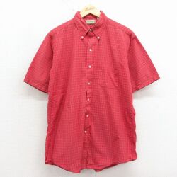 L★古着 エルエルビーン 半袖 シャツ メンズ 80年代 80s コットン ボタンダウン USA製 赤他 チェック【spe】 26apr25