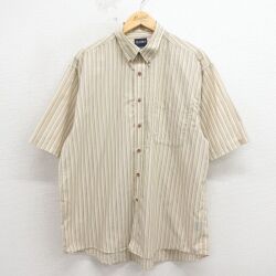 XL★古着 ピューリタン 半袖 シャツ メンズ 00年代 00s ボタンダウン ベージュ他 ストライプ 26apr27