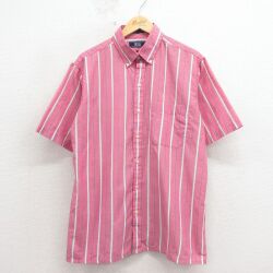 XL★古着 アロー 半袖 シャツ メンズ 80年代 80s ボタンダウン ピンク他 ストライプ 26apr27