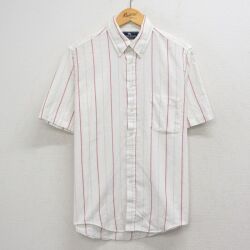 L★古着 半袖 シャツ メンズ 90年代 90s ボタンダウン USA製 白他 ストライプ 26apr27