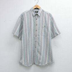 XL★古着 オービス 半袖 シャツ メンズ 90年代 90s シアサッカー 大きいサイズ ロング丈 コットン 白他 ストライプ【spe】 26apr28