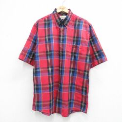 XL★古着 セントジョンズベイ 半袖 シャツ メンズ 90年代 90s ロング丈 ボタンダウン 赤他 チェック【spe】 26apr28