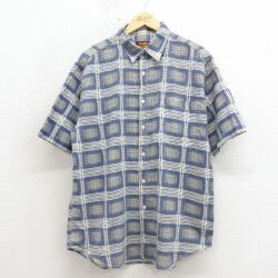 L★古着 FADED GLORY 半袖 シャツ メンズ 00年代 00s コットン 紺 チェック 26apr30