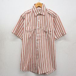 80s 半袖シャツ ストライプ レッド L | 古着