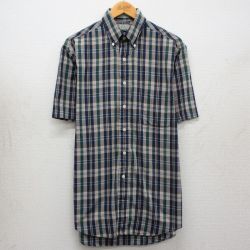 90s 半袖シャツ ネイビーチェック L | 古着
