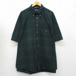 ノーティカ 90s 半袖シャツ ワンポイントロゴ グリーンチェック XL | 古着