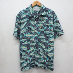 コロンビア 90s 半袖シャツ 魚 ネイビー XL | 古着