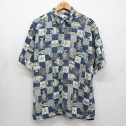 ピエールカルダン 90s 半袖シャツ 魚 ネイビー L | 古着