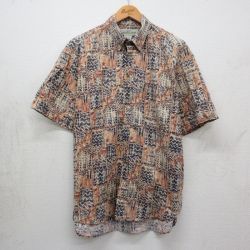 00s 半袖シャツ 総柄 ブラウン L | 古着