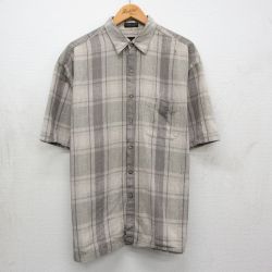 バンヒューセン 半袖シャツ チェック ベージュ XL | 古着