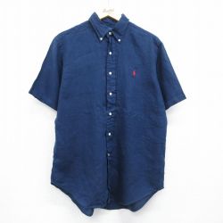 ラルフローレン 90s 半袖シャツ ワンポイントロゴ ネイビー L | 古着
