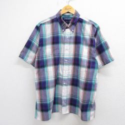 バンヒューセン 90s 半袖シャツ チェック ホワイト XL | 古着