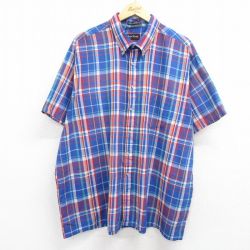 90s 半袖シャツ チェック ネイビー XL | 古着