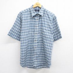 ピューリタン 00s 半袖シャツ チェック ネイビー XL | 古着