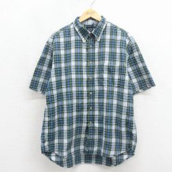 L★古着 ギャップ GAP 半袖 シャツ メンズ 00年代 00s コットン ボタンダウン 緑他 チェック【spe】 26may11
