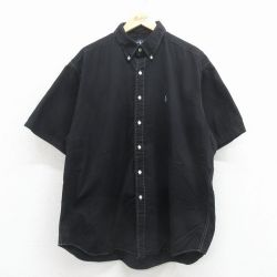 ラルフローレン 90s 半袖シャツ ワンポイントロゴ ブラック XL | 古着