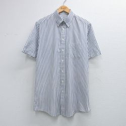 90s 半袖シャツ ストライプ ホワイト L | 古着