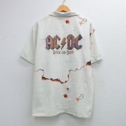 半袖シャツ AC/DCプリント ベージュ XL | 古着